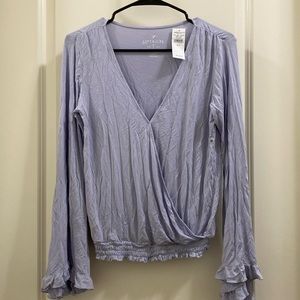 American Eagle medium lilac vneck long sleeve